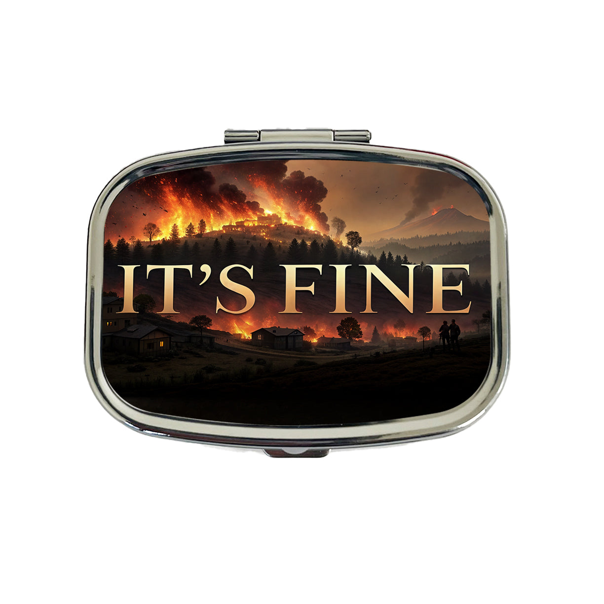 It's Fine Raging Fire Funny Travel Pill Box Case