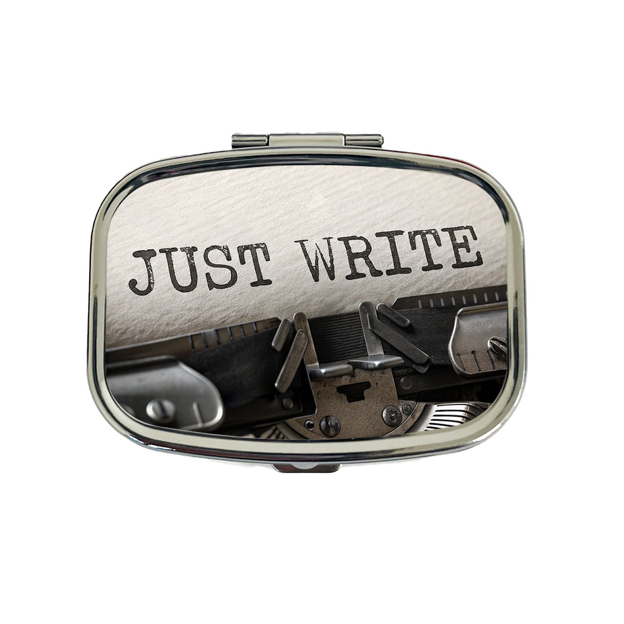 Just Write Retro Typewriter Inspirational Travel Pill Box Case