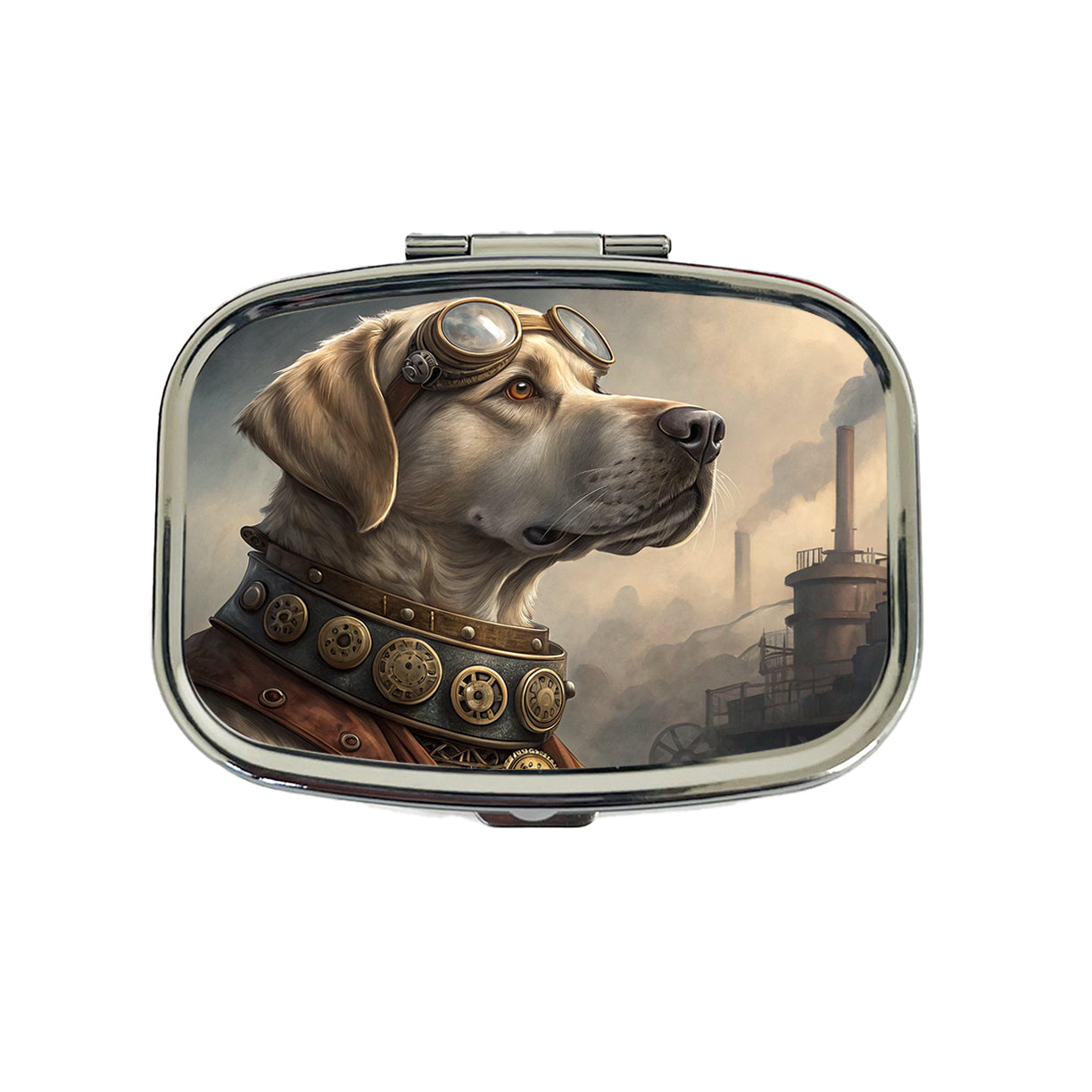 Labrador Retriever Dog Steampunk Travel Pill Box Case