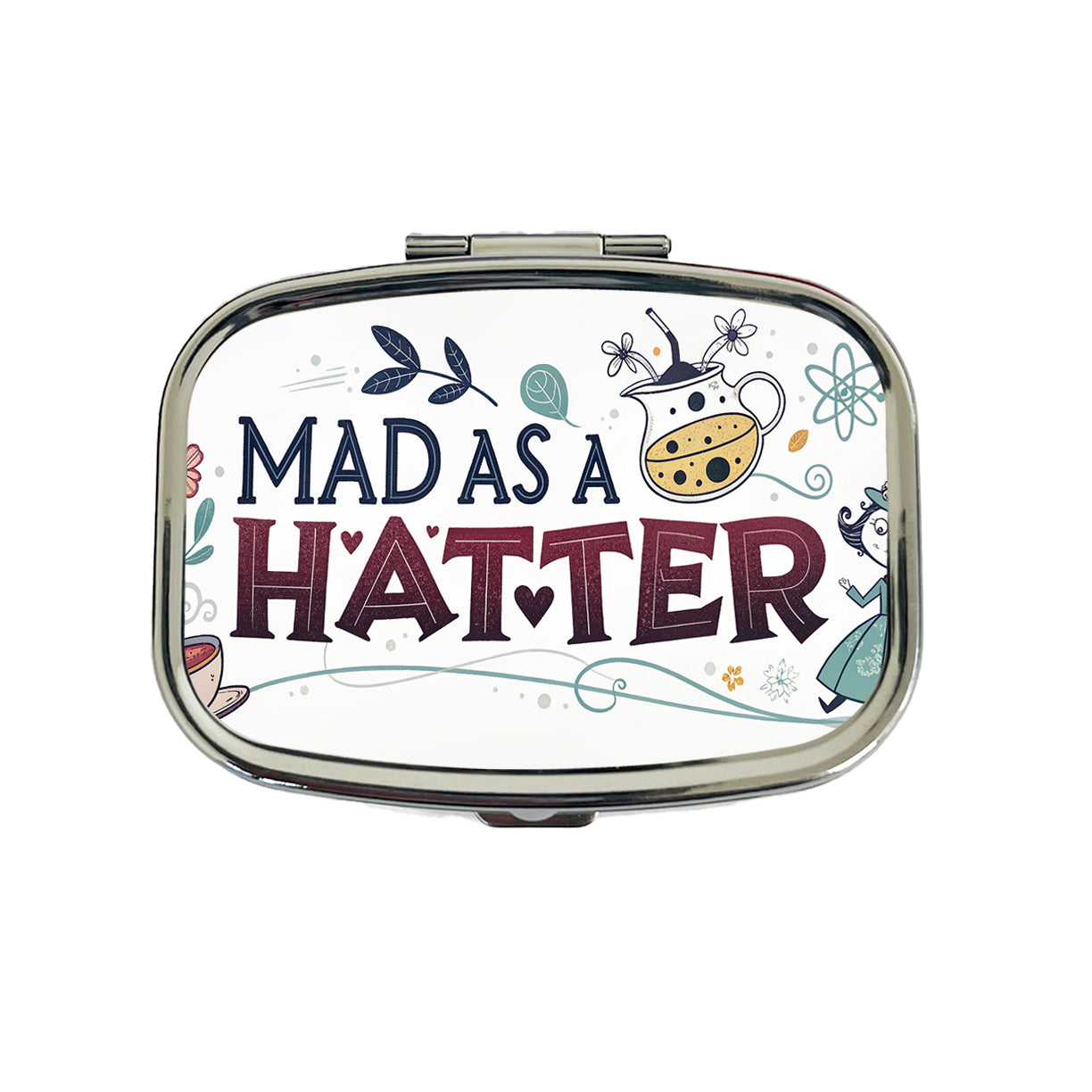 Mad As A Hatter Funny Travel Pill Box Case