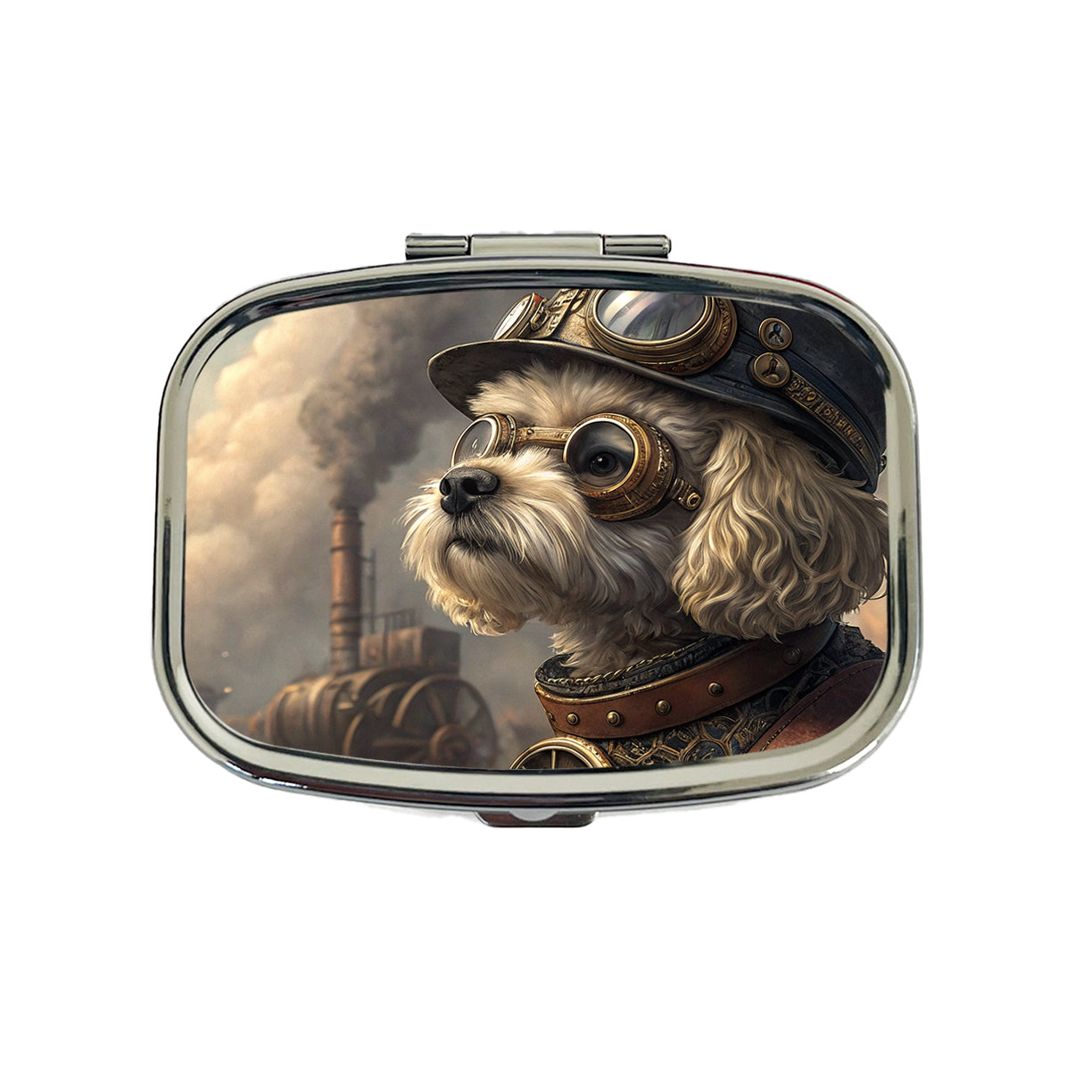 Maltipoo Dog Steampunk Travel Pill Box Case