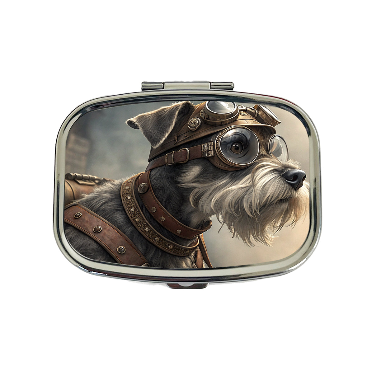 Miniature Schnauzer Dog Steampunk Travel Pill Box Case