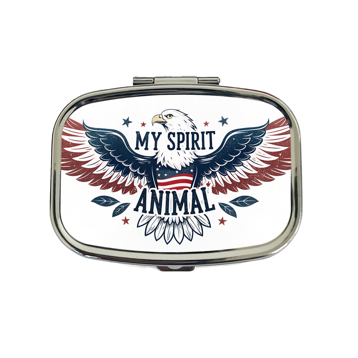 My Spirit Animal Patriotic American Bald Eagle Travel Pill Box Case