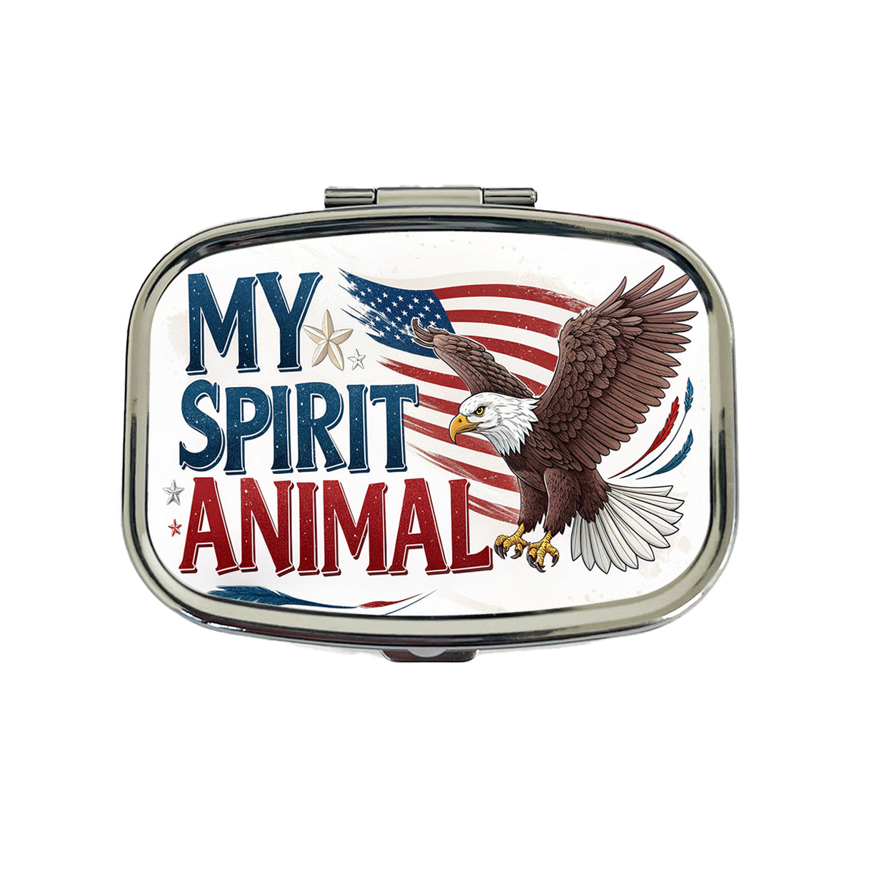 My Spirit Animal Patriotic Bald Eagle Travel Pill Box Case