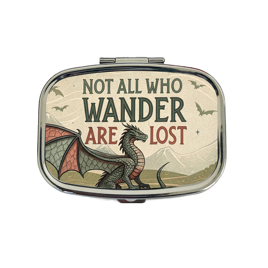 Not All Who Wander Are Lost Vintage Fantasy Illustration Travel Pill Box Case