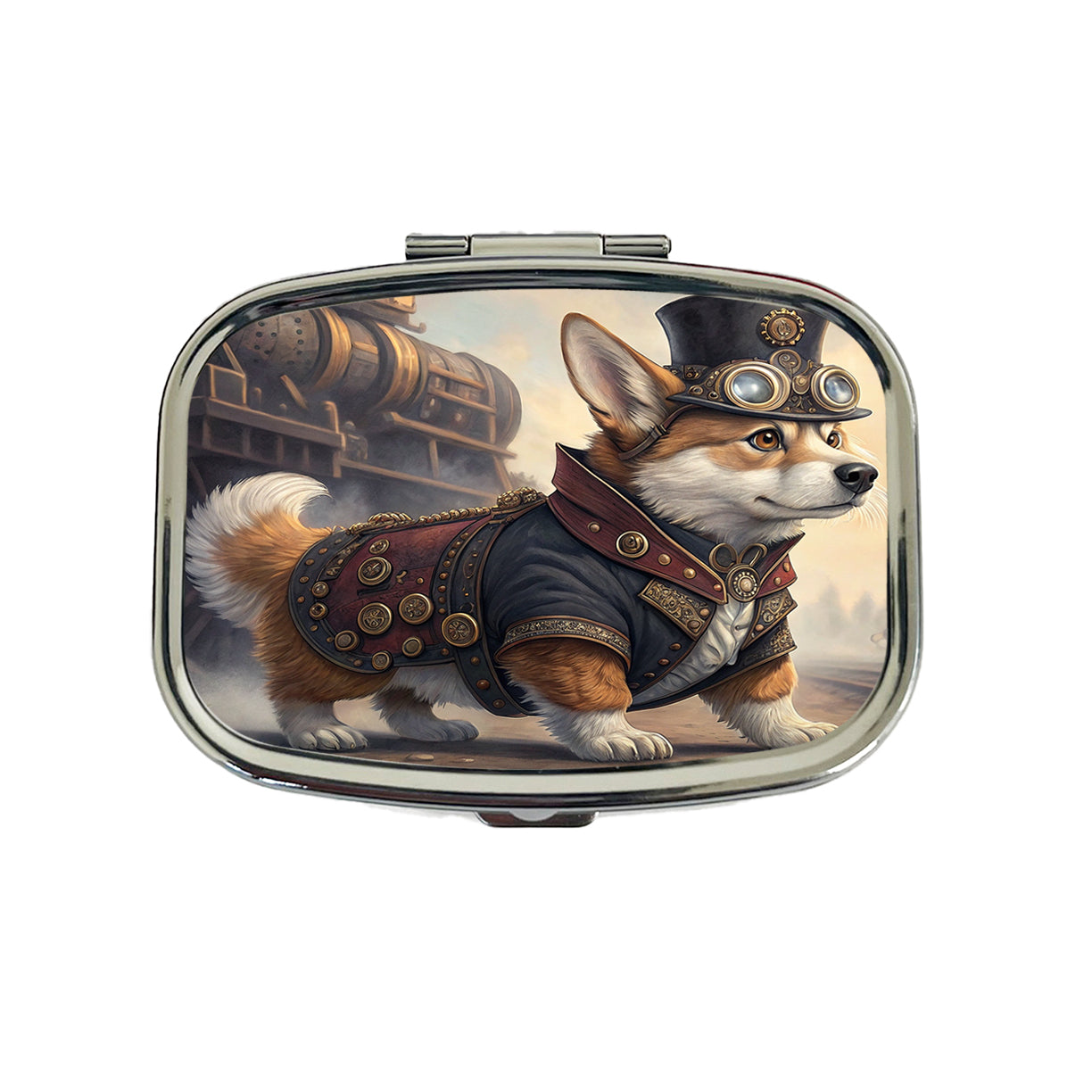 Pembroke Welsh Corgi Dog Steampunk Travel Pill Box Case