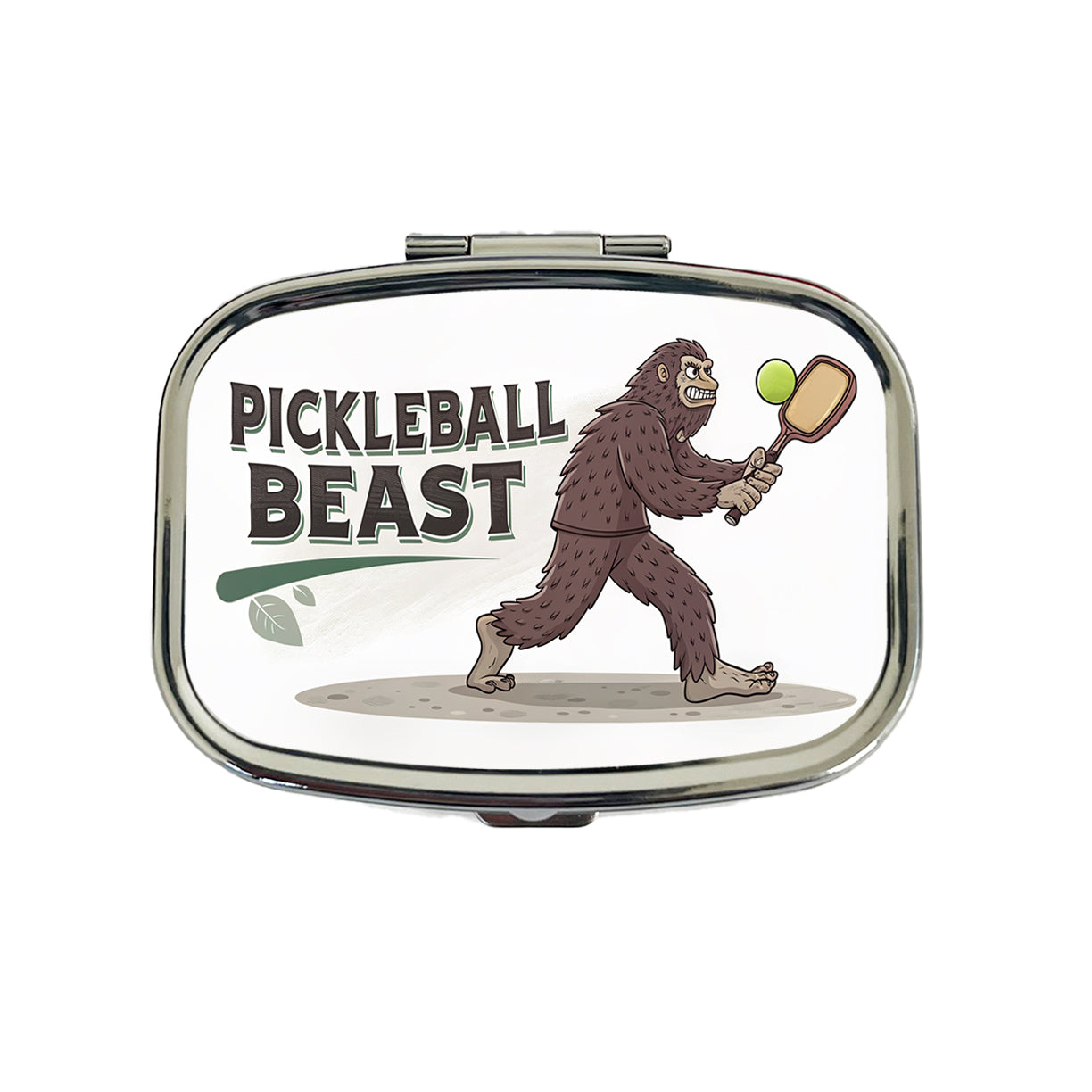 Pickleball Beast Funny Bigfoot Holding Paddle Travel Pill Box Case