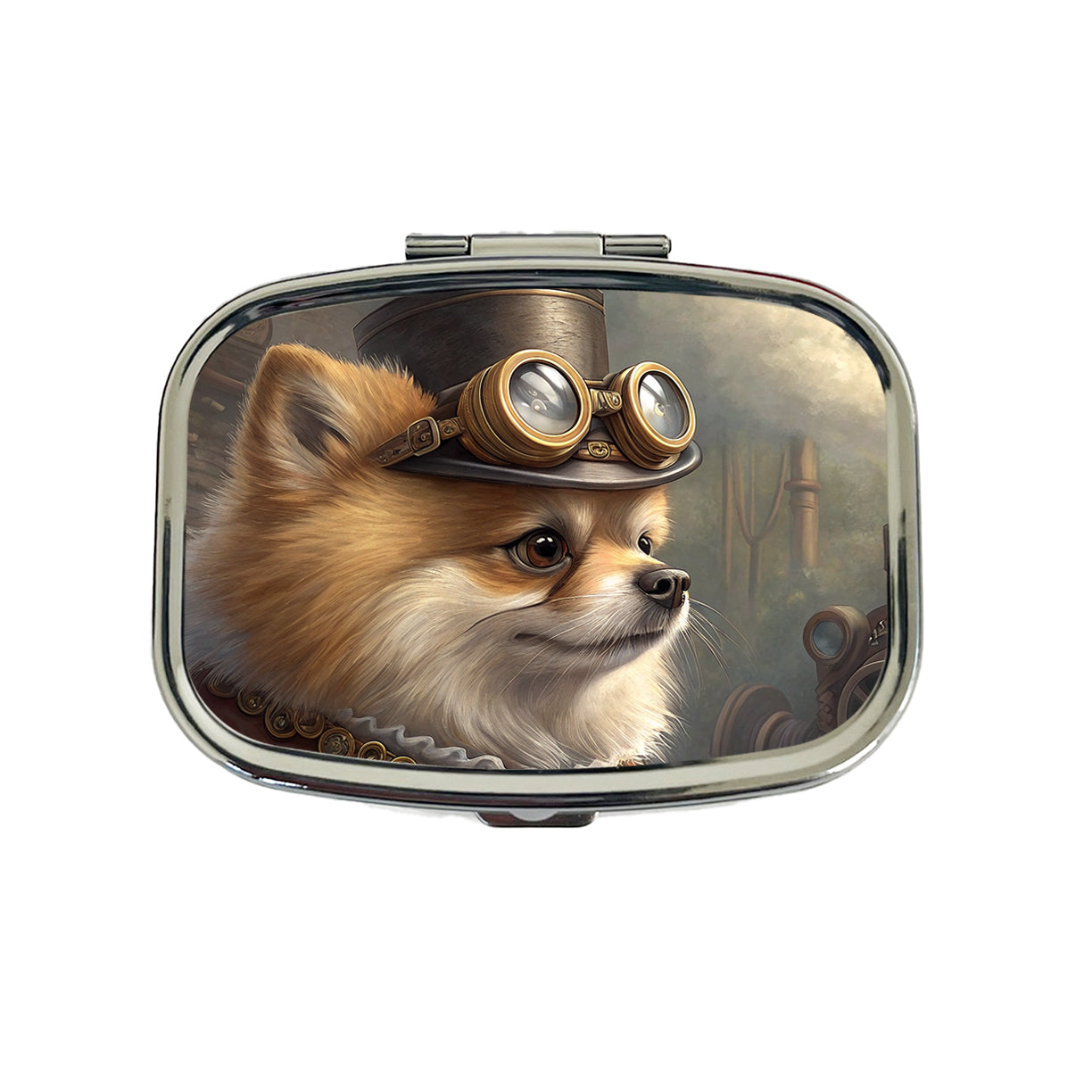 Pomeranian Dog Steampunk Travel Pill Box Case