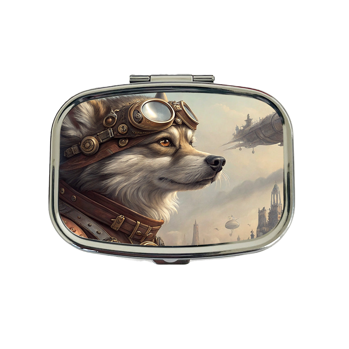 Pomsky Dog Steampunk Travel Pill Box Case
