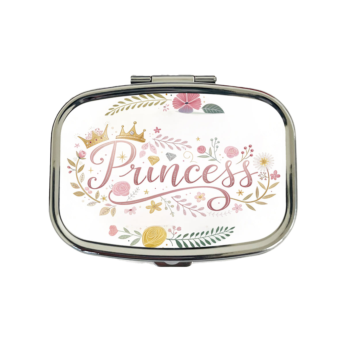 Princess Floral Cute Funny Travel Pill Box Case