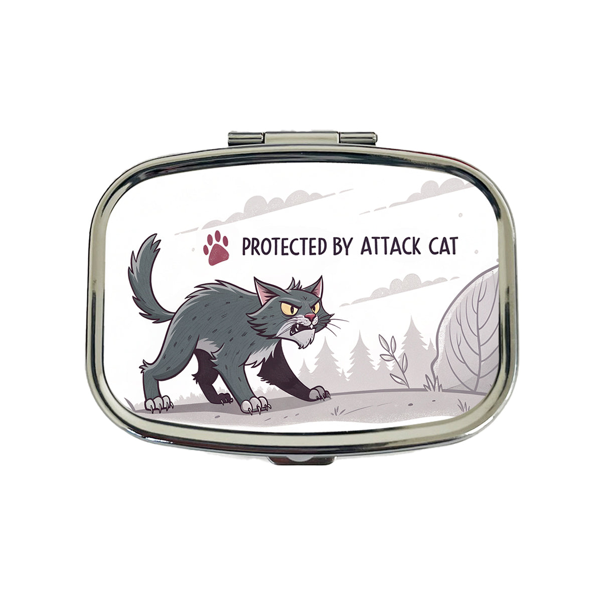 Protected By Attack Cat Funny Travel Pill Box Case
