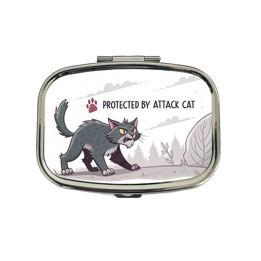 Protected By Attack Cat Funny Travel Pill Box Case