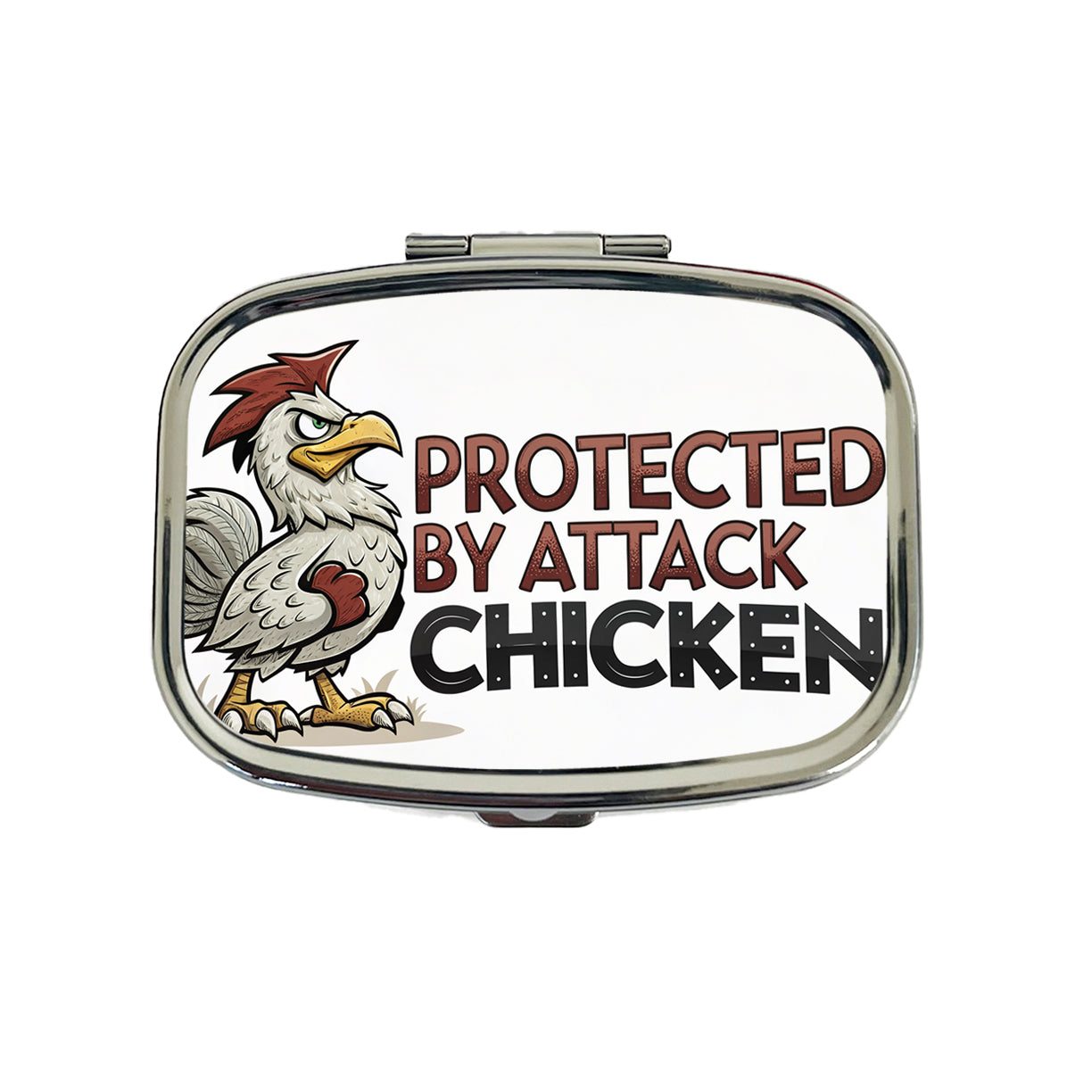 Protected By Attack Chicken Funny Travel Pill Box Case