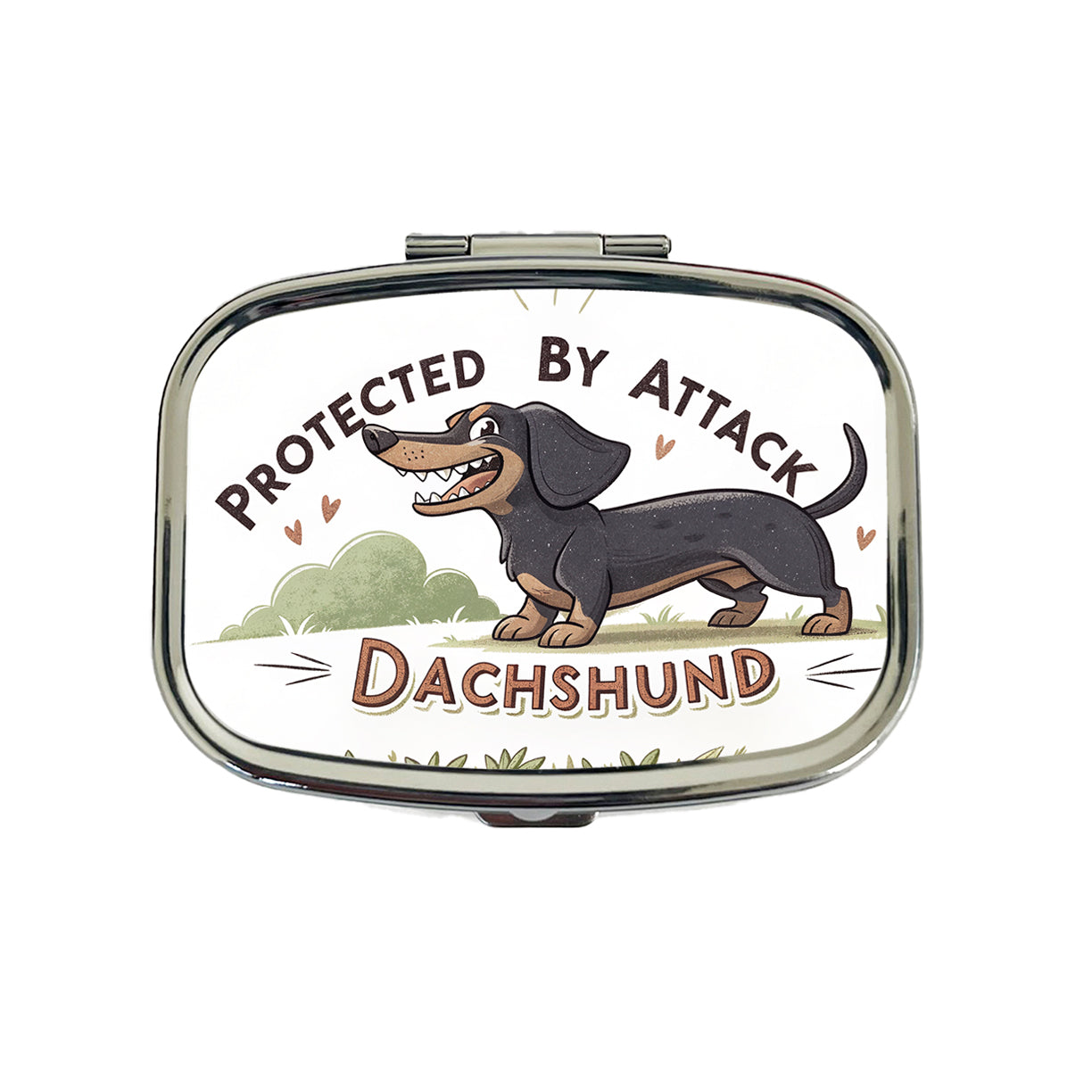 Protected By Attack Dachshund Funny Travel Pill Box Case