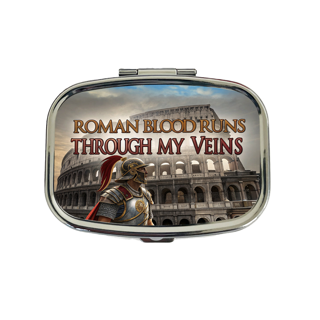 Roman Blood Runs Through My Veins Colosseum Italian Travel Pill Box Case
