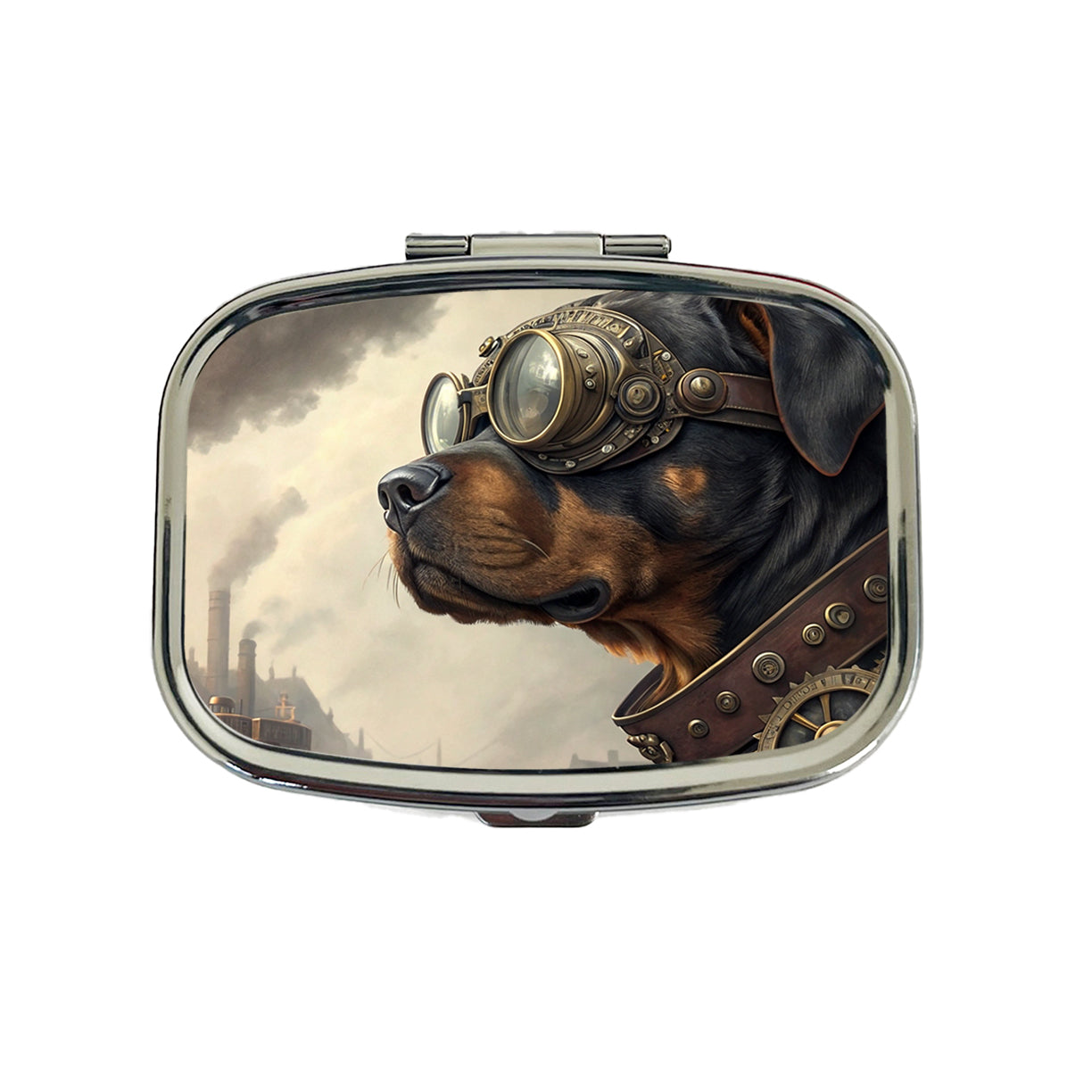 Rottweiler Dog Steampunk Travel Pill Box Case