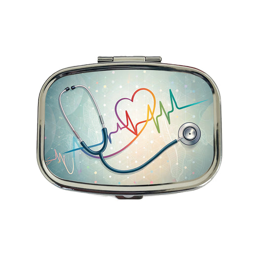 Stethoscope Heartbeat Medical Doctor Nurse EMT Travel Pill Box Case