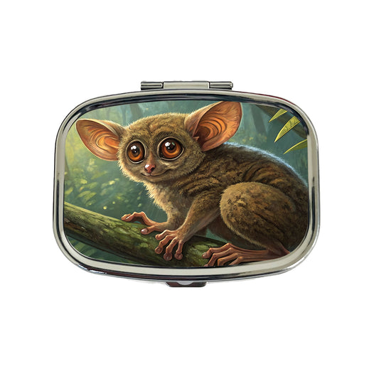 Tarsier Illustration Travel Pill Box Case
