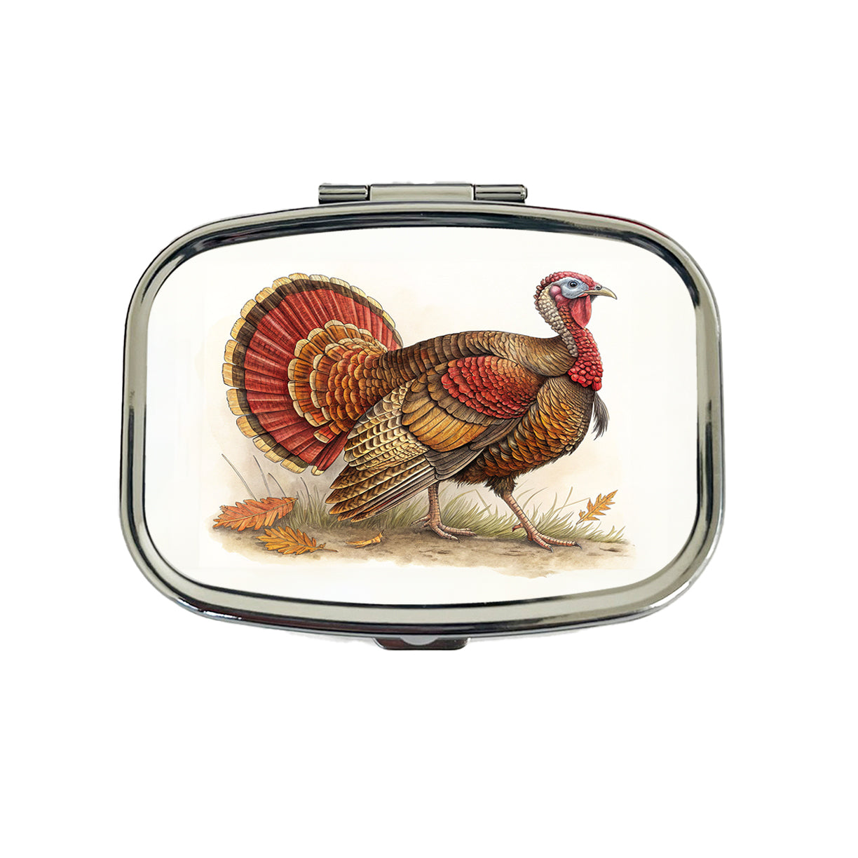 Tom Gobbler Male Turkey Illustration Travel Pill Box Case