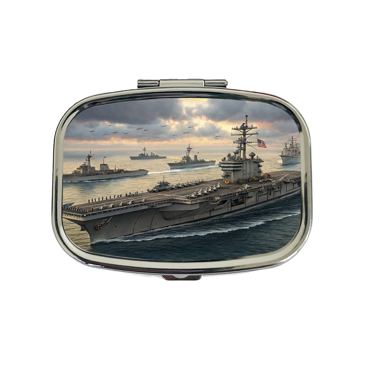 US Navy Carrier Strike Group At Sea Illustration Travel Pill Box Case