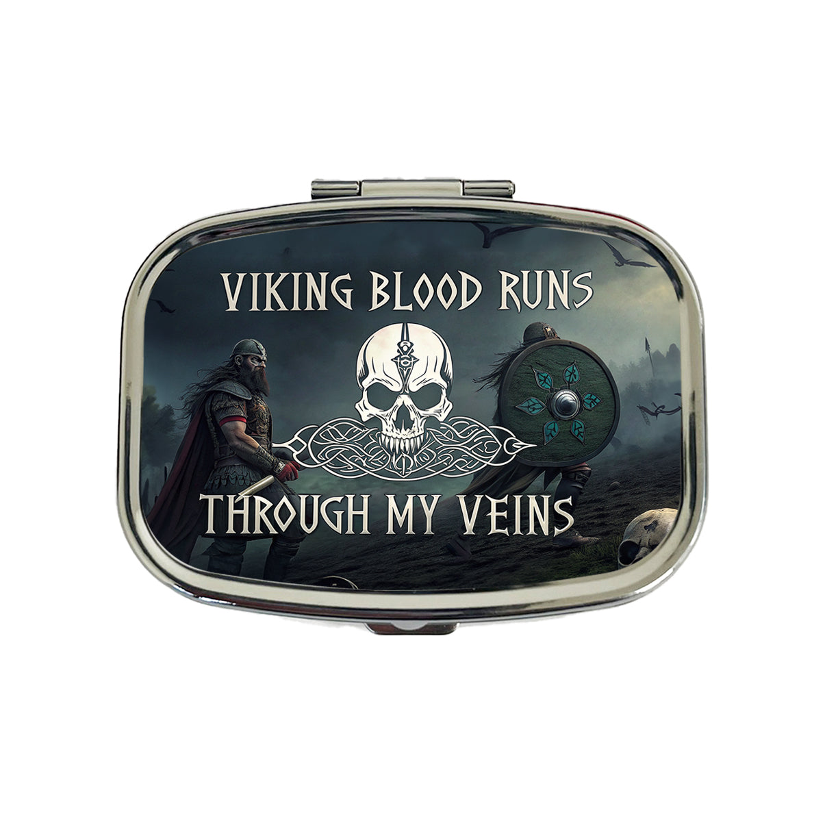 Viking Blood Runs Through My Veins Norse Scandinavian Travel Pill Box Case