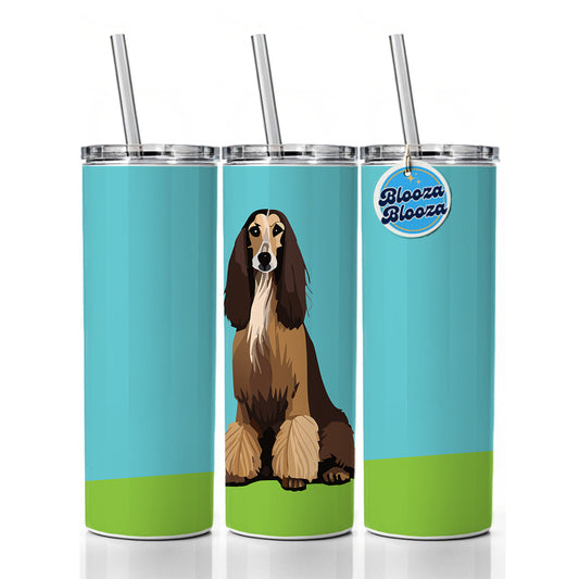Afghan Hound Dog Sitting Skinny Tumbler 20oz with Straw Insulated Water Bottle Gift