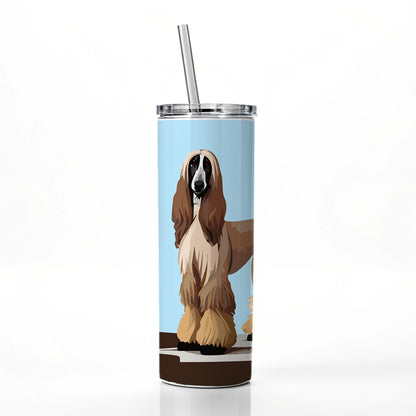 Afghan Hound Dog Standing Skinny Tumbler 20oz with Straw Insulated Water Bottle Gift