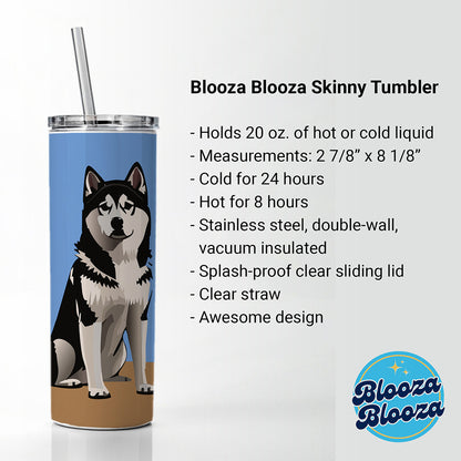 Alaskan Klee Kai Dog Sitting Skinny Tumbler 20oz with Straw Insulated Water Bottle Gift