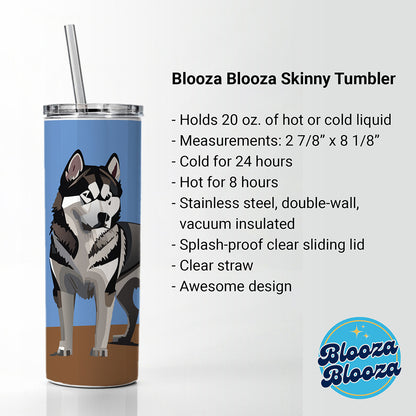 Alaskan Malamute Dog Standing Skinny Tumbler 20oz with Straw Insulated Water Bottle Gift