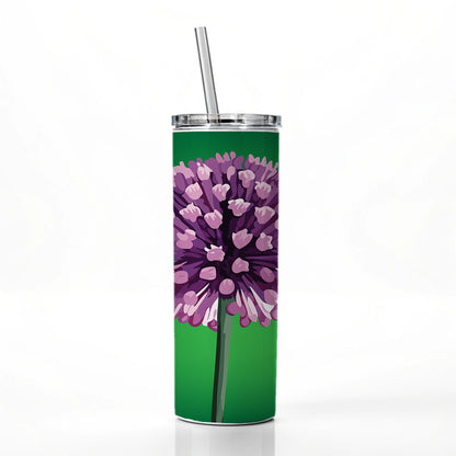 Allium Flower Purple Watercolor Skinny Tumbler 20oz with Straw Insulated Water Bottle Gift