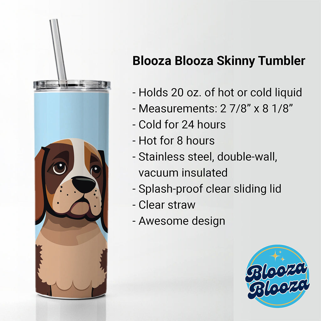 American English Coonhound Dog Skinny Tumbler 20oz with Straw Insulated Water Bottle Gift