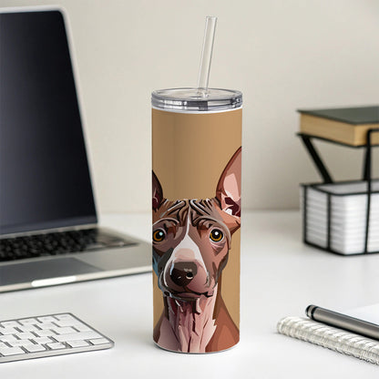 American Hairless Terrier Staring Skinny Tumbler 20oz with Straw Insulated Water Bottle Gift