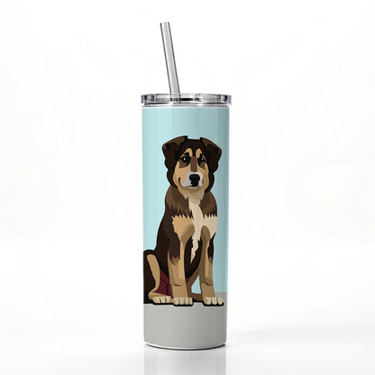Anatolian Shepherd Dog Sitting Skinny Tumbler 20oz with Straw Insulated Water Bottle Gift