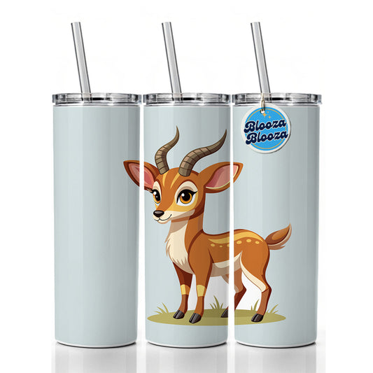 Antelope Cute Skinny Tumbler 20oz with Straw Insulated Water Bottle Gift