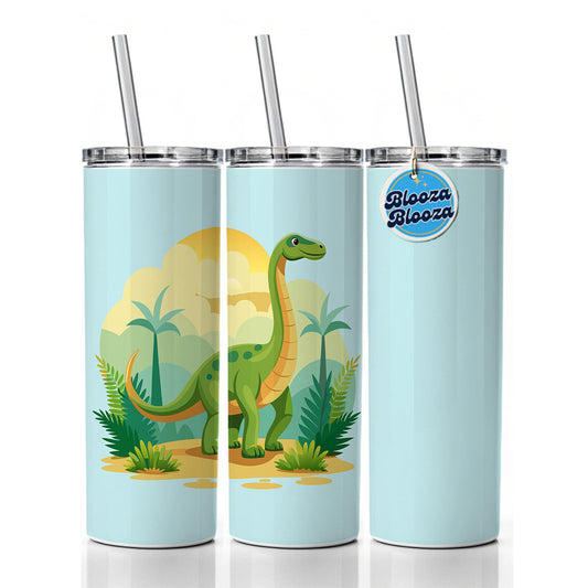 Apatosaurus Dinosaur Skinny Tumbler 20oz with Straw Insulated Water Bottle Gift