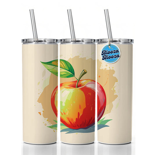 Apple Watercolor Teacher Skinny Tumbler 20oz with Straw Insulated Water Bottle Gift