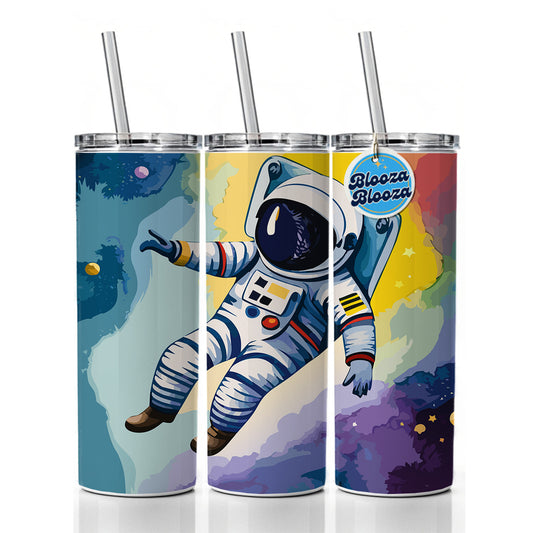 Astronaut Floating in Space Astronomy Skinny Tumbler 20oz with Straw Insulated Water Bottle Gift