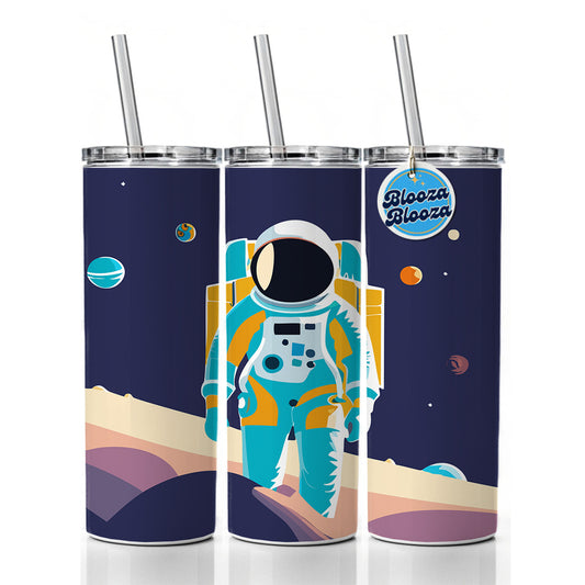 Astronaut in Outer Space Planets Science Fiction Skinny Tumbler 20oz with Straw Insulated Water Bottle Gift