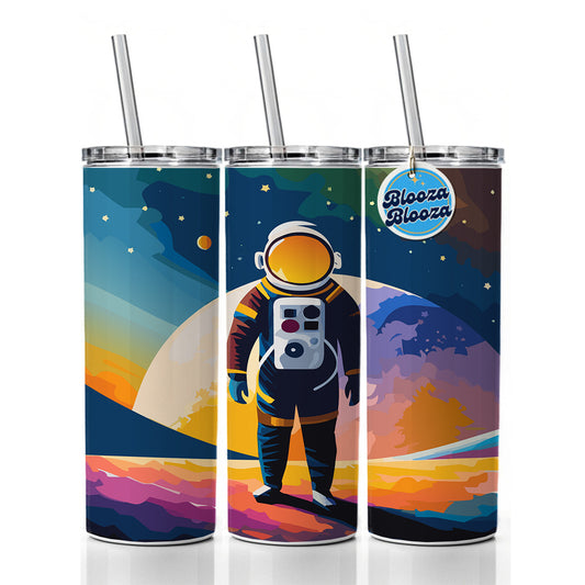 Astronaut Standing Space Astronomy Skinny Tumbler 20oz with Straw Insulated Water Bottle Gift