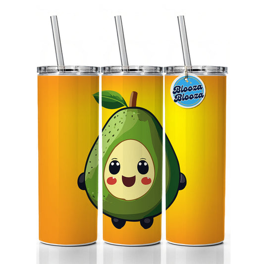 Avocado Smiling Funny Skinny Tumbler 20oz with Straw Insulated Water Bottle Gift