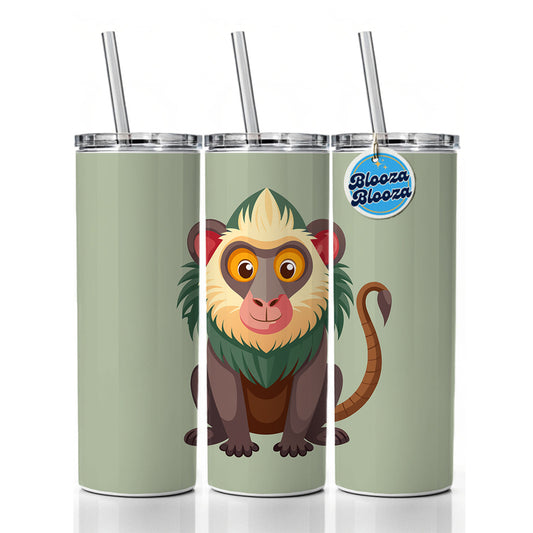 Baboon Cute Skinny Tumbler 20oz with Straw Insulated Water Bottle Gift