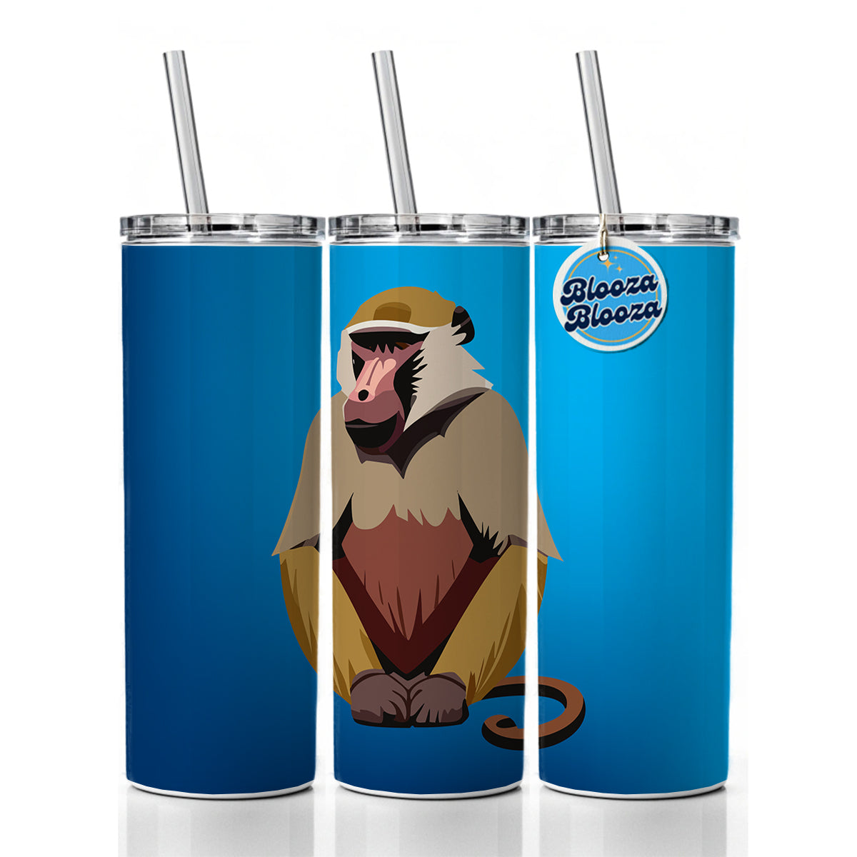 Baboon Primate Africa Skinny Tumbler 20oz with Straw Insulated Water Bottle Gift