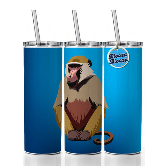 Baboon Primate Africa Skinny Tumbler 20oz with Straw Insulated Water Bottle Gift