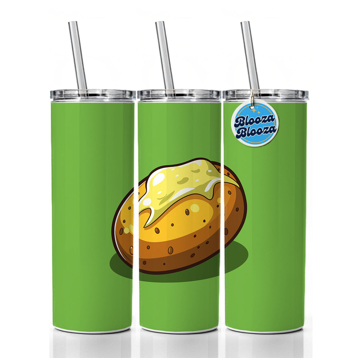 Baked Potato with Butter Skinny Tumbler 20oz with Straw Insulated Water Bottle Gift