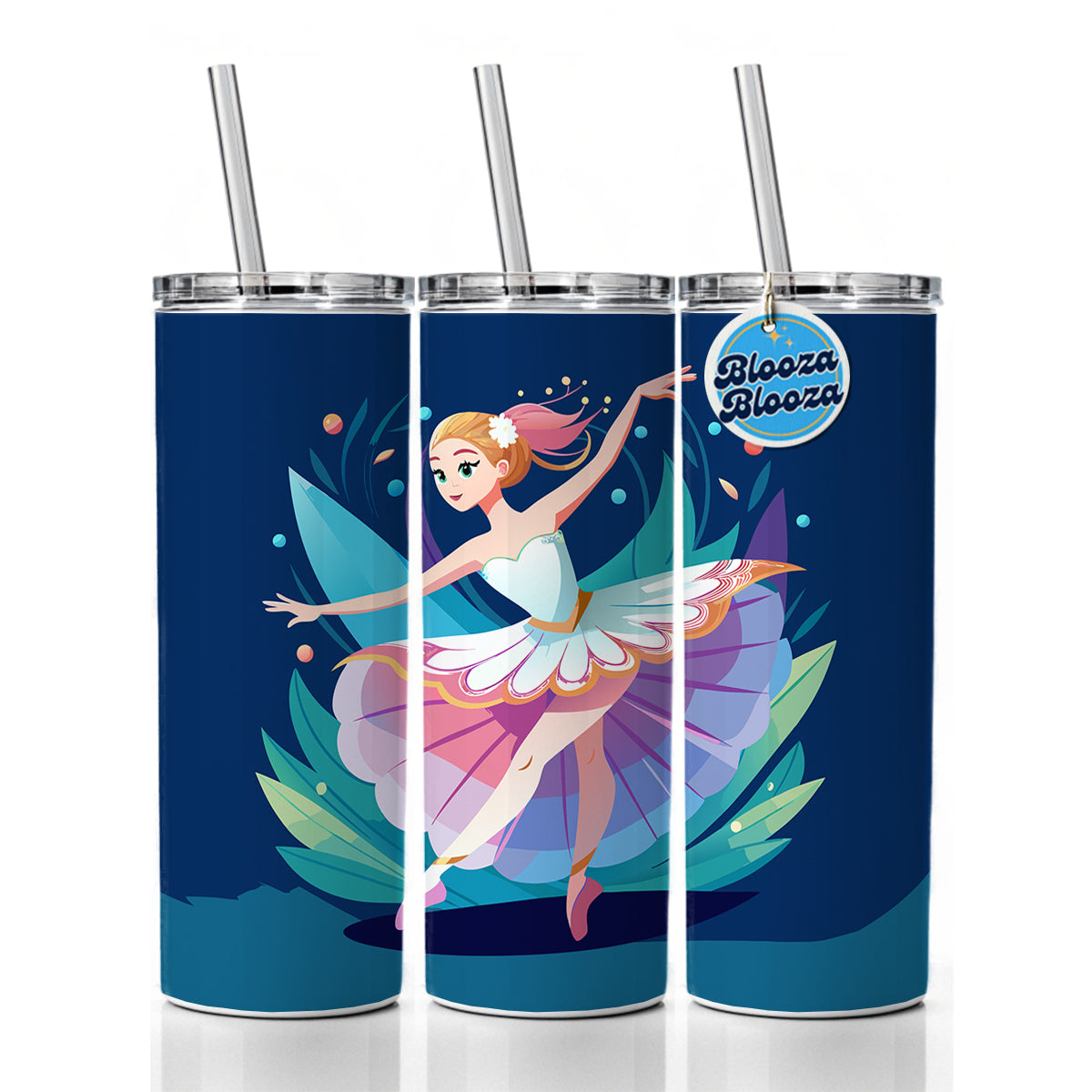 Ballerina Ballet Dancer Cute Skinny Tumbler 20oz with Straw Insulated Water Bottle Gift