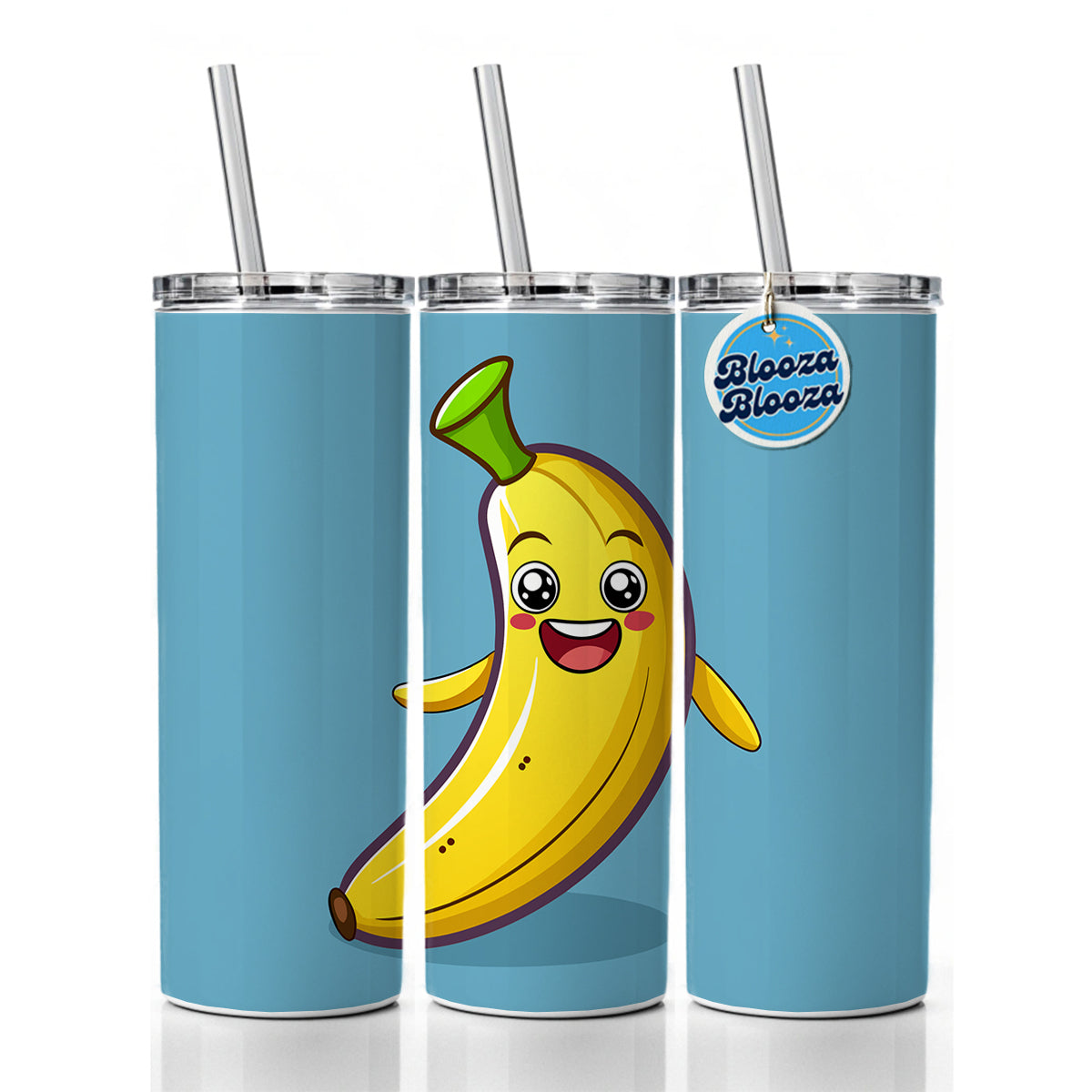 Banana Happy Fruit Skinny Tumbler 20oz with Straw Insulated Water Bottle Gift