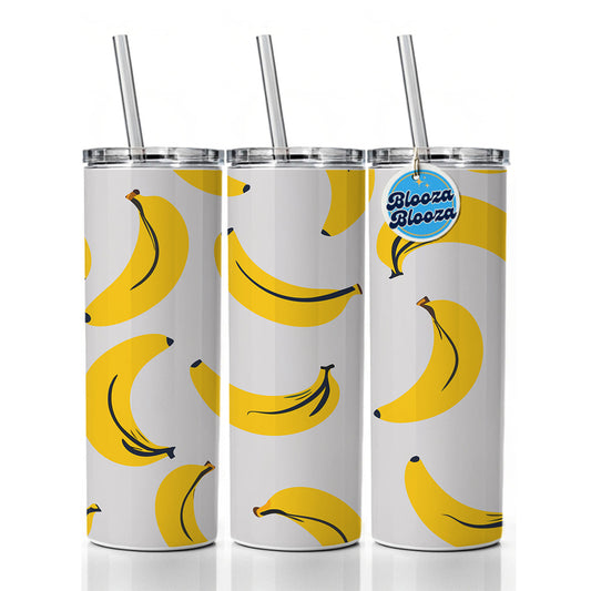 Bananas Scattered Pattern Skinny Tumbler 20oz with Straw Insulated Water Bottle Gift