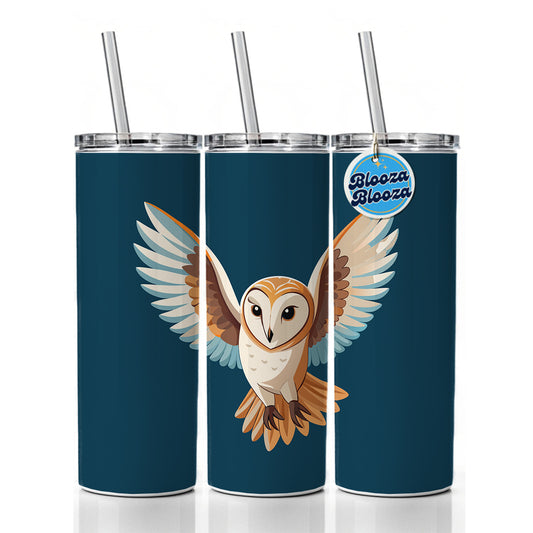 Barn Owl Bird Flying Skinny Tumbler 20oz with Straw Insulated Water Bottle Gift