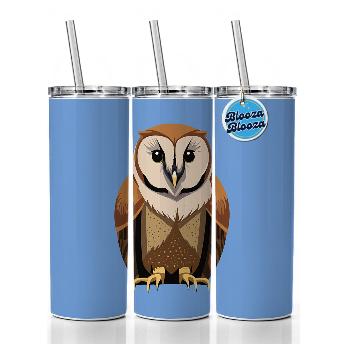 Barn Owl Staring Skinny Tumbler 20oz with Straw Insulated Water Bottle Gift