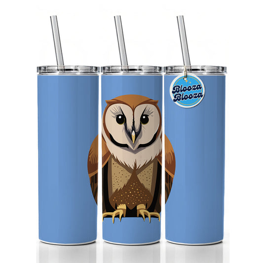 Barn Owl Staring Skinny Tumbler 20oz with Straw Insulated Water Bottle Gift